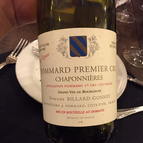 Domaine Billard Gonnet Chaponnières Pommard 1er Cru Pinot Noir