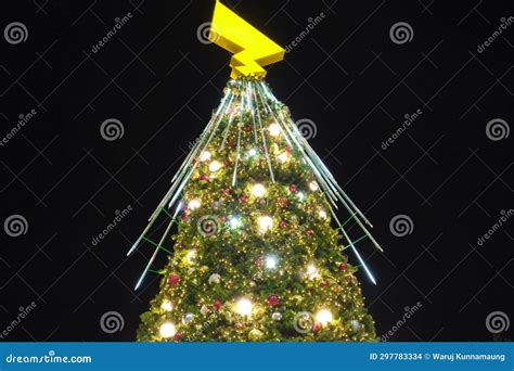 Beautiful Christmas Tree at Night. Stock Photo - Image of night, lights: 297783334