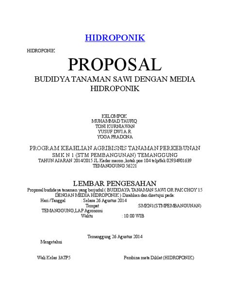 Contoh Proposal Usaha Sayur Hidroponik