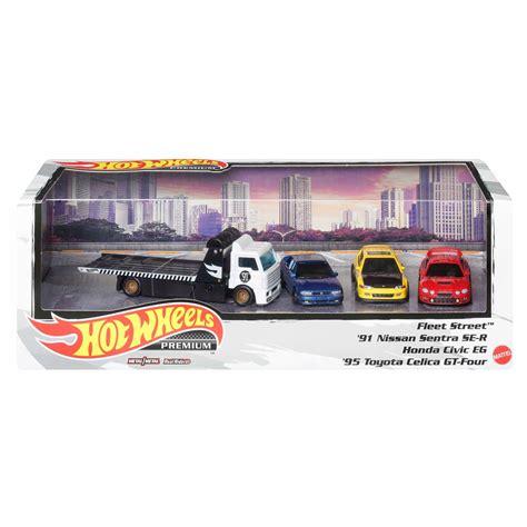 Комплект диорама с метални коли Hot Wheels JDM Toyota Nissan