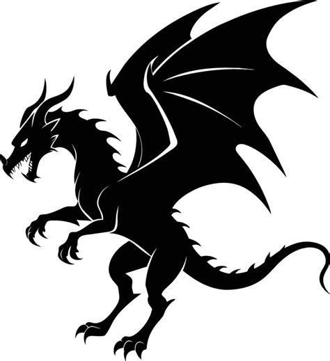 a black and white silhouette of a dragon 42729809 Vector Art at Vecteezy