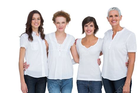 Cheerful Women Posing With White Tops Style Mid Adult Looking