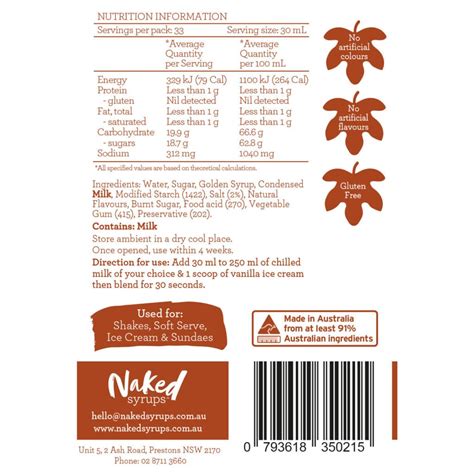 Salty Caramel Flavoured Dessert Topping Sauce Ltr Naked Syrups