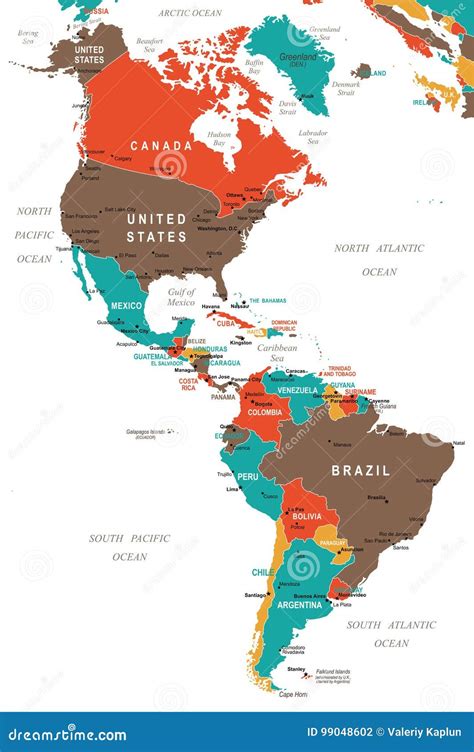 North and South America Map - Vector Illustration Stock Illustration - Illustration of peru ...