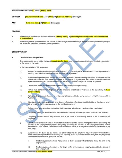 Executive Employment Agreement Easy Legal Templates