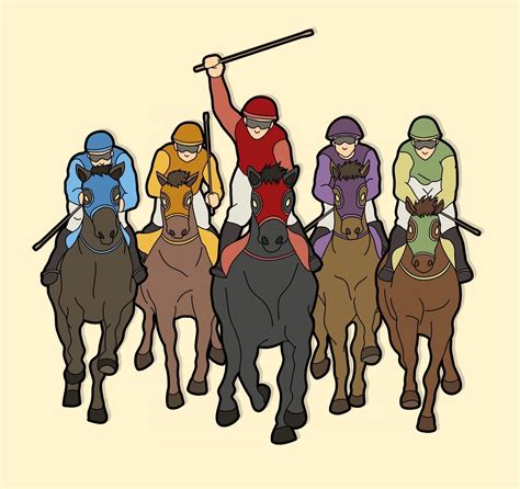 Group Of Jockey Riding Horse 2560988 Vector Art At Vecteezy