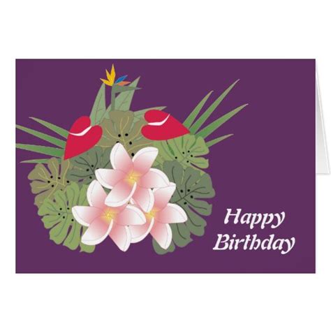 Tropical Flowers Happy Birthday Card | Zazzle