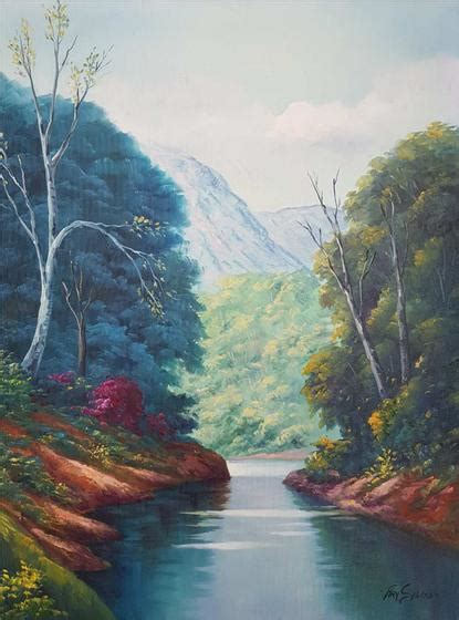 Paisagem Com Rio Pintura Óleo Sobre Tela Ary Salles Livros De