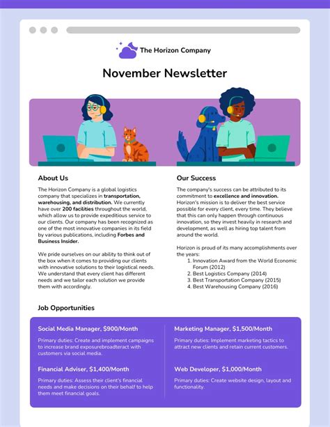 November Company Newsletters Ideas Template Venngage