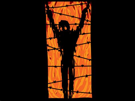 Chained to barbed wire, the fires of agony melt your flesh and char ...