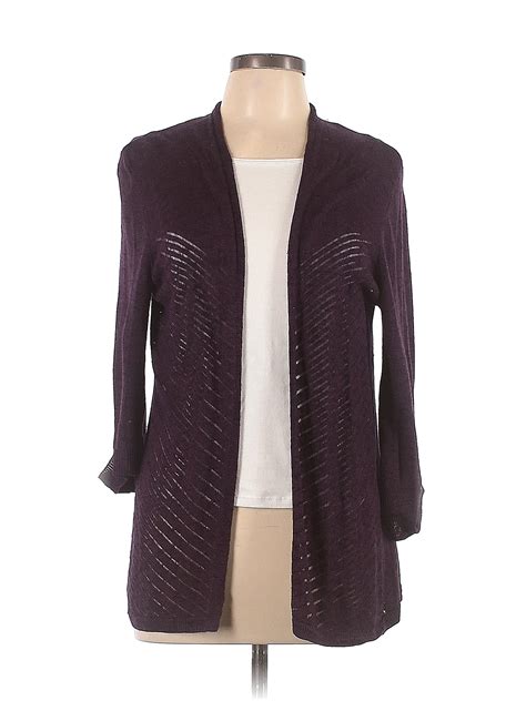 Croft Barrow Color Block Solid Purple Cardigan Size L 62 Off ThredUP