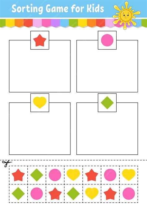 Premium Vector Sorting Game Shapes And Colors Cut And Glue Education