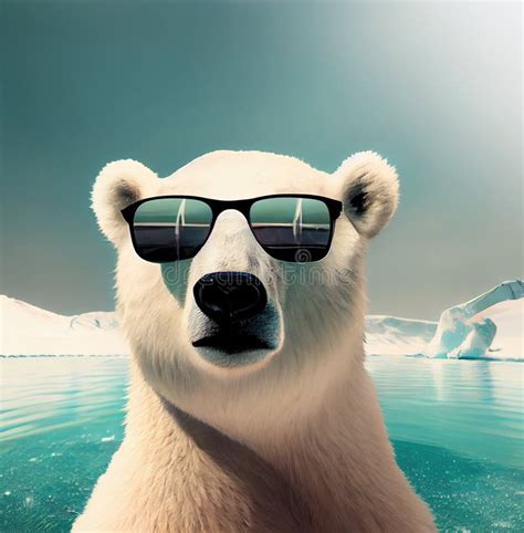 Retrato De Oso Polar Con Gafas De Sol Generado Por Ai Stock De