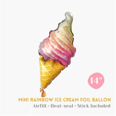 Airfill Rainbow Swirl Ice Cream Foil Balloon 14 Heat Sealing Summer