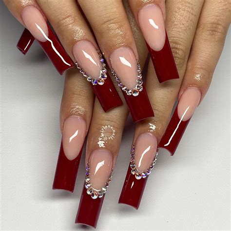 33 Bold Ideas For Red Coffin Nails With Diamonds Nail Designs Daily