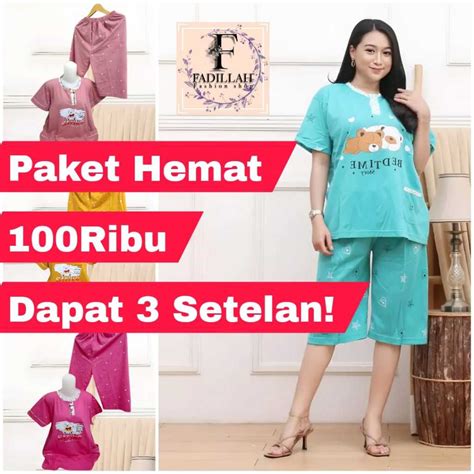 Jual Paket Hemat Ribu Dapat Setelan Baju Tidur Piyama Kulot