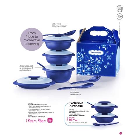 Tupperware Royale Blue Petit Serveware Set 4pcs Sambal Dish 110ml 2pcs