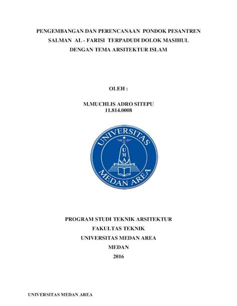 PDF PENGEMBANGAN DAN PERENCANAAN PONDOK PESANTREN SALMAN AL FARISI