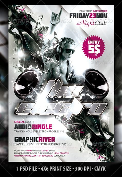 Electro Night Club Party Flyer Poster By Fadeink Graphicriver