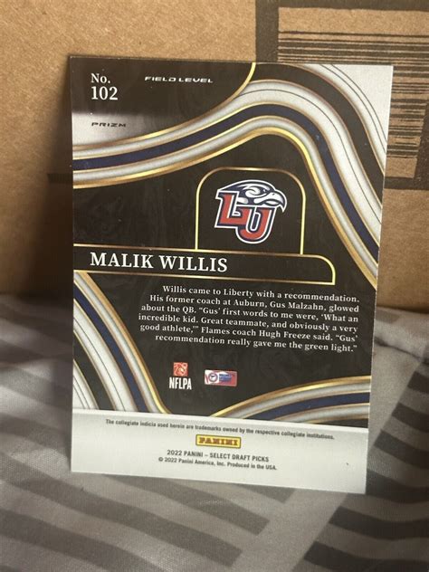 Panini Select Draft Picks Field Level Red Lazer Prizm Malik Willis