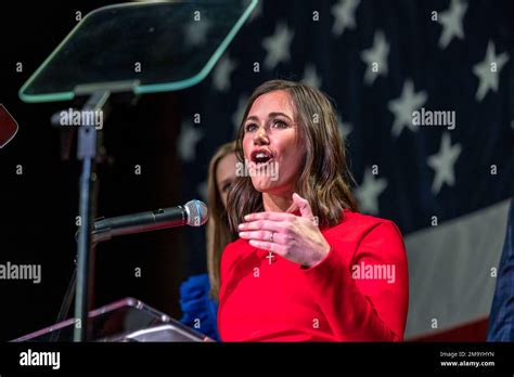 Newly elected Republican Alabama Sen. Katie Britt speaks to supporters ...