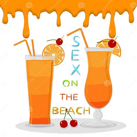 Vector Illustration Logo For Alcohol Cocktails Sex On The Beach Stock Vector Illustration Of