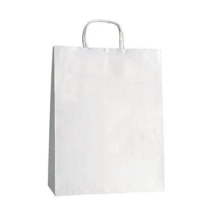 Sac kraft blanc poignées torsadées 18 7X24cm par 25 Etalage Kit Tahiti