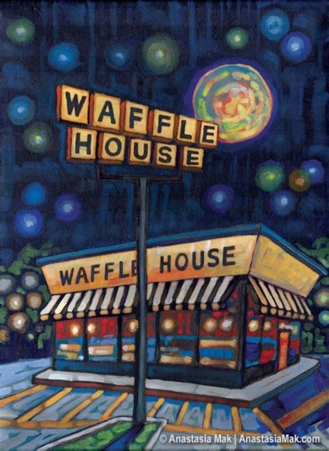 Waffle House art Waffle House print Midnight Waffle House | Etsy