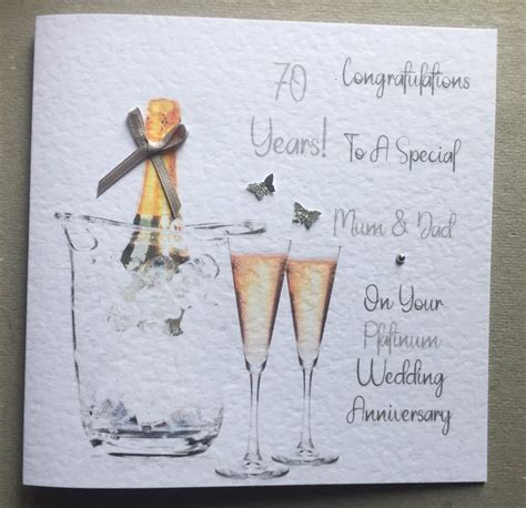 Platinum Wedding Anniversary Card Handmade And Personalised Platinum