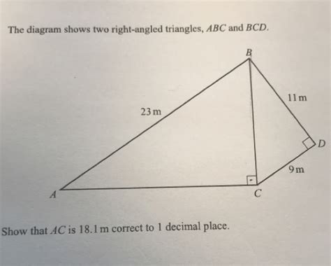 Solved The Diagram Shows Two Right Angled Triangles Abc And Bcd D