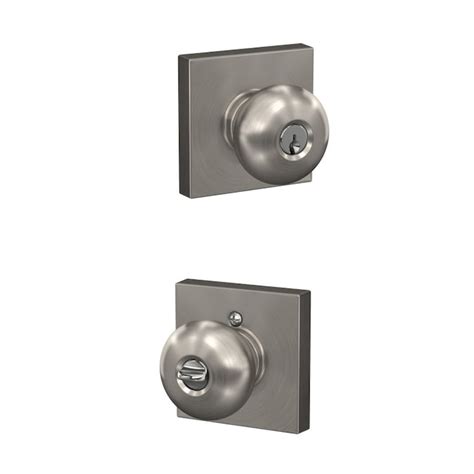 Schlage F51a Plycol Custom Plymouth Collins Satin Nickel Keyed Entry Door Knob In The Door