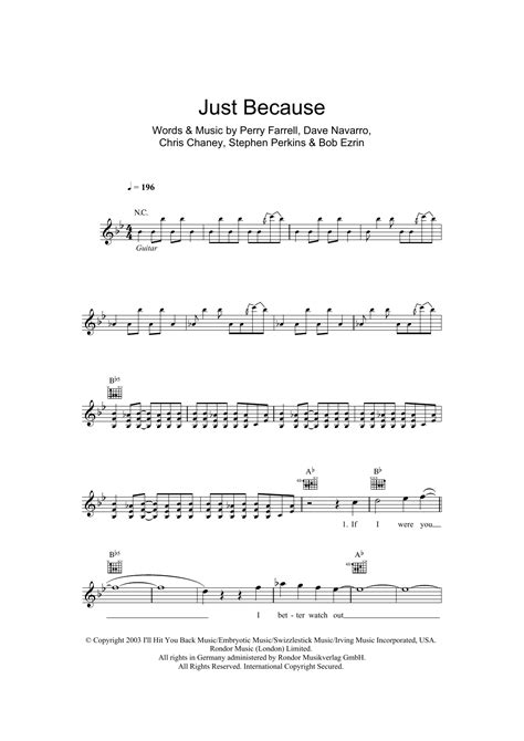 Just Because By Jane S Addiction Sheet Music For Lead Sheet Fake Book