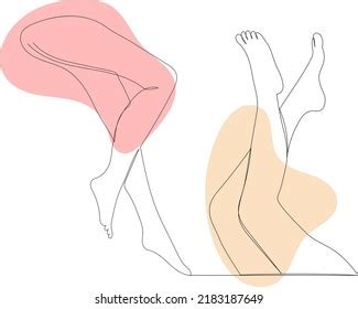 Female Feet Drawing By One Continuous Stock Vector Royalty Free