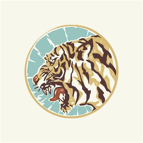 A ilustração de tigre vintage de estilo japonês Vetor Premium