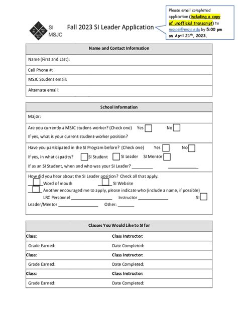 Fillable Online MSJC SIL Application Fax Email Print PdfFiller