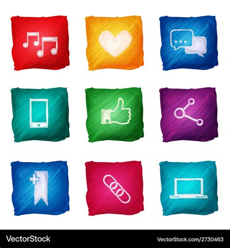 Social Media Icons Watercolor Royalty Free Vector Image