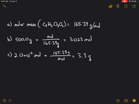 SOLVED Chloral Hydrate C2 H3 Cl3 O2 Is A Drug Formerly Used As A