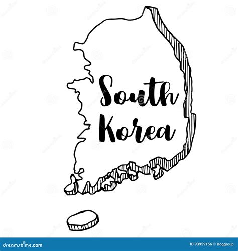 Hand Drawn Of South Korea Map Vector Illustration Stock Vector