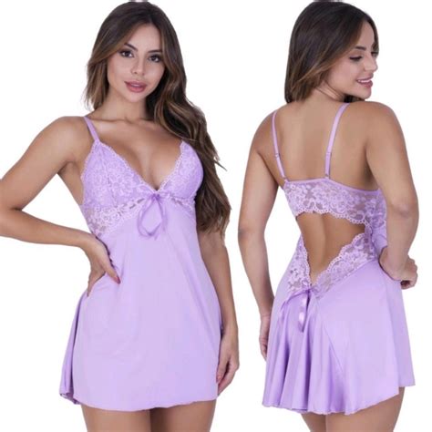 Camisola Renda Sem Bojo Lingerie Pijama Soltinha Linha Noite Costas Nua