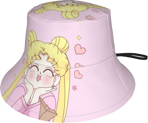 Sailor Moon Flat Top Breathable Bucket Hats Unisex Summer