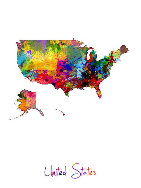 United States Watercolor Map Digital Art By Michael Tompsett Fine Art