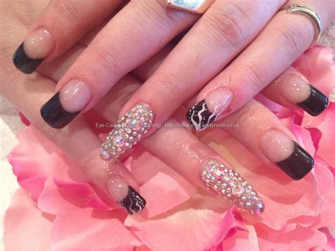 Eye Candy Nails And Training Black Gel Tip With Freehand Nail Art And