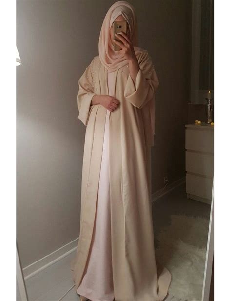 ABAYA KIMONO PERL NUDE Modern Hijab Fashion Modest Fashion Hijab