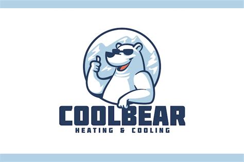 Cartoon Polar Bear Wearing Sunglasses Mascot Logo by unrealstock on Envato Elements