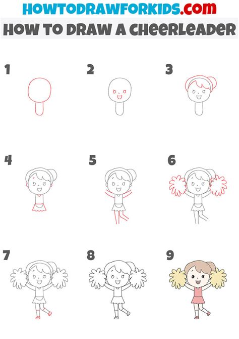 How To Draw A Cheerleader Easy Drawing Tutorial For Kids