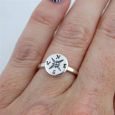 Nautical Compass Ring 925 Sterling Silver Graduation Travel Adventure 925 Sterling Silver