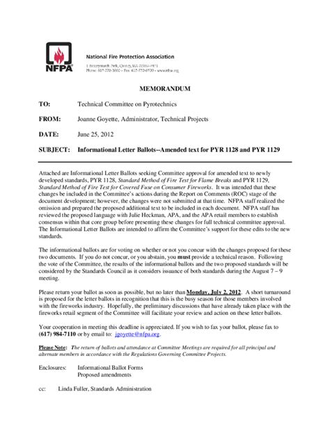 Fillable Online Roc Tc Initial Ballot Cover Memo Nfpa Fax Email Print