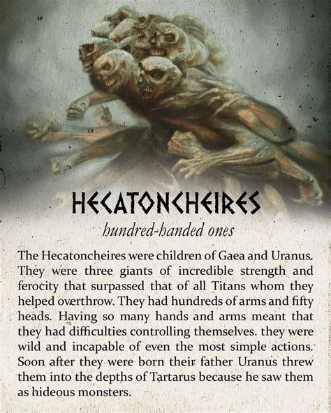 Greeklore On Instagram Hecatoncheires The Hundred Handed Ones