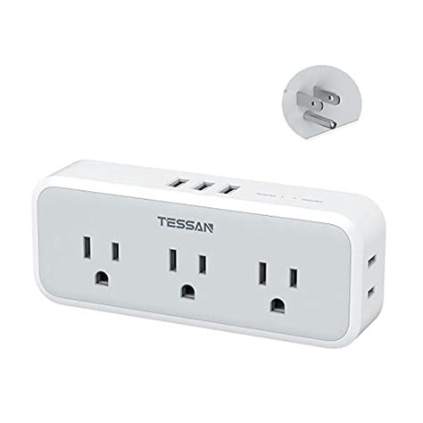 Multi Plug Outlet Splitter With USB TESSAN 5 Electrical Outlet