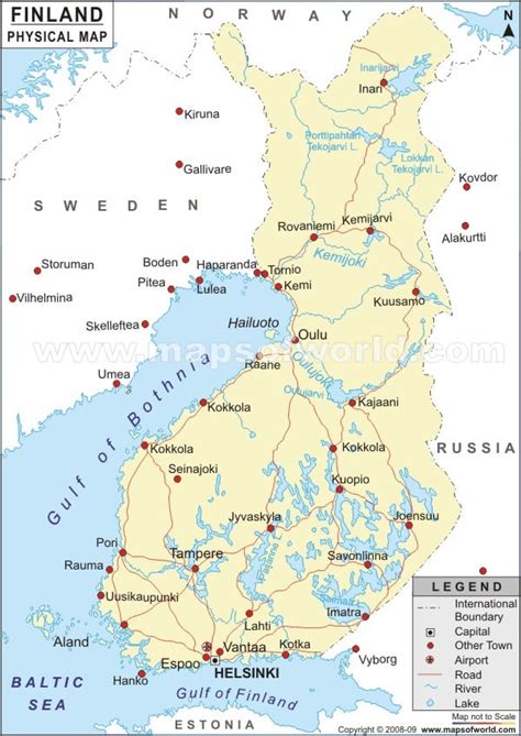 Finland Physical Map Physical Map Of Finland